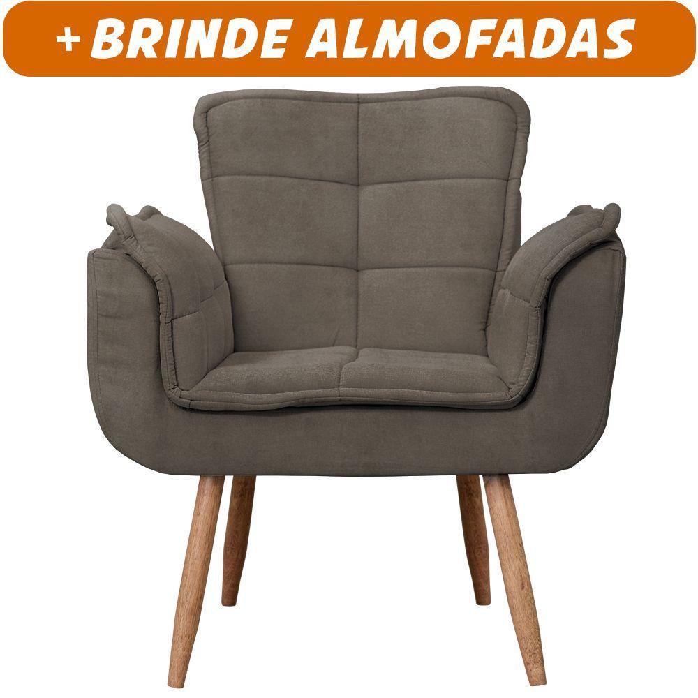 Poltrona Opala Para Sala Cadeira Elegante Com Apoio De Braço Em Veludo - Sentô Capuccino - 2