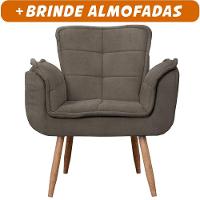 Poltrona Opala Para Sala Cadeira Elegante Com Apoio De Braço Em Veludo - Sentô Capuccino - 2