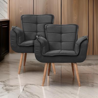 Kit 2x Poltronas Opala Para Sala Cadeira Elegante Com Apoio De Braço Em Veludo - Sentô Preto