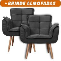 Kit 2x Poltronas Opala Para Sala Cadeira Elegante Com Apoio De Braço Em Veludo - Sentô Preto - 2