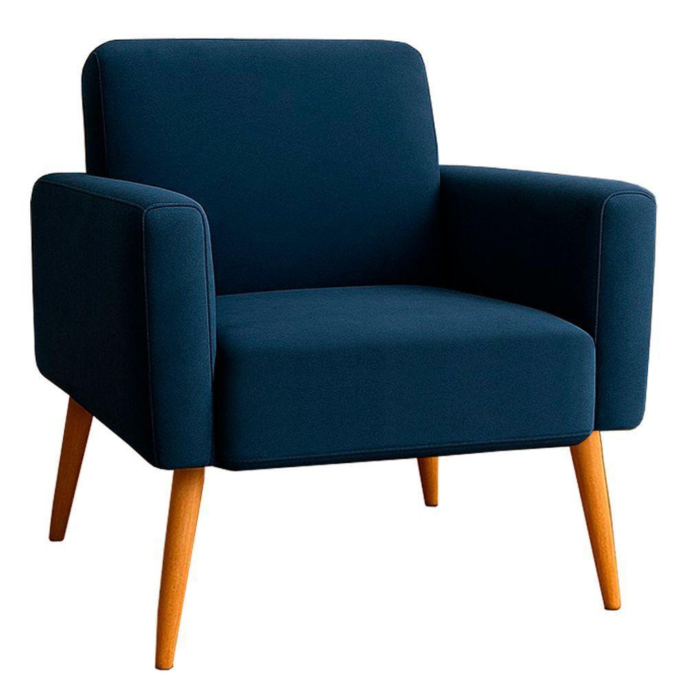 Poltrona Sala Variant Com Apoio De Braço Em Tecido Veludo Sentô Azul - 2