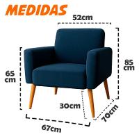 Poltrona Sala Variant Com Apoio De Braço Em Tecido Veludo Sentô Azul - 3