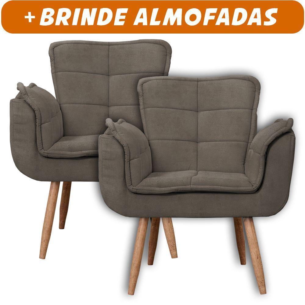 Kit 2x Poltronas Opala Para Sala Cadeira Elegante Com Apoio De Braço Em Veludo - Sentô Capuccino - 2