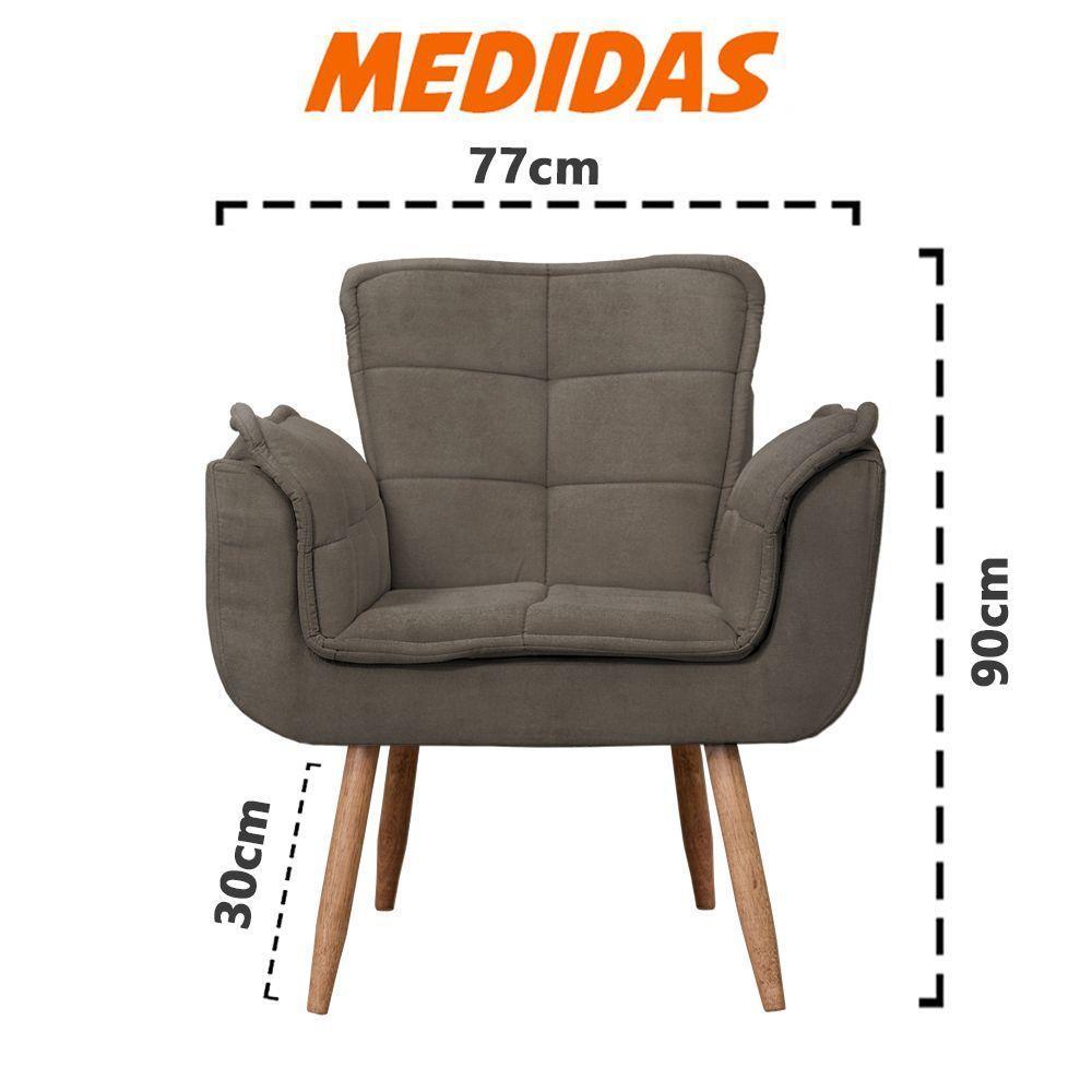 Kit 2x Poltronas Opala Para Sala Cadeira Elegante Com Apoio De Braço Em Veludo - Sentô Capuccino - 3