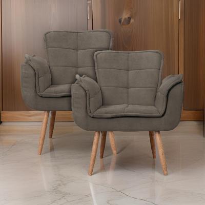 Kit 2x Poltronas Opala Para Sala Cadeira Elegante Com Apoio De Braço Em Veludo - Sentô Capuccino