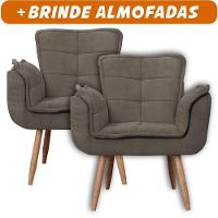 Kit 2x Poltronas Opala Para Sala Cadeira Elegante Com Apoio De Braço Em Veludo - Sentô Capuccino - 2
