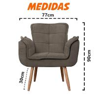 Kit 2x Poltronas Opala Para Sala Cadeira Elegante Com Apoio De Braço Em Veludo - Sentô Capuccino - 3