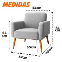 Poltrona Sala Variant Com Apoio De Braço Em Tecido Veludo Sentô Grafite - 3