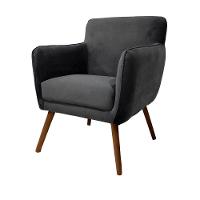 Poltrona Cadeira Para Sala Maverick Com Apoio De Braço Em Tecido Veludo - Sentô Grafite - 2