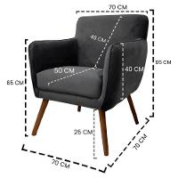 Poltrona Cadeira Para Sala Maverick Com Apoio De Braço Em Tecido Veludo - Sentô Grafite - 3