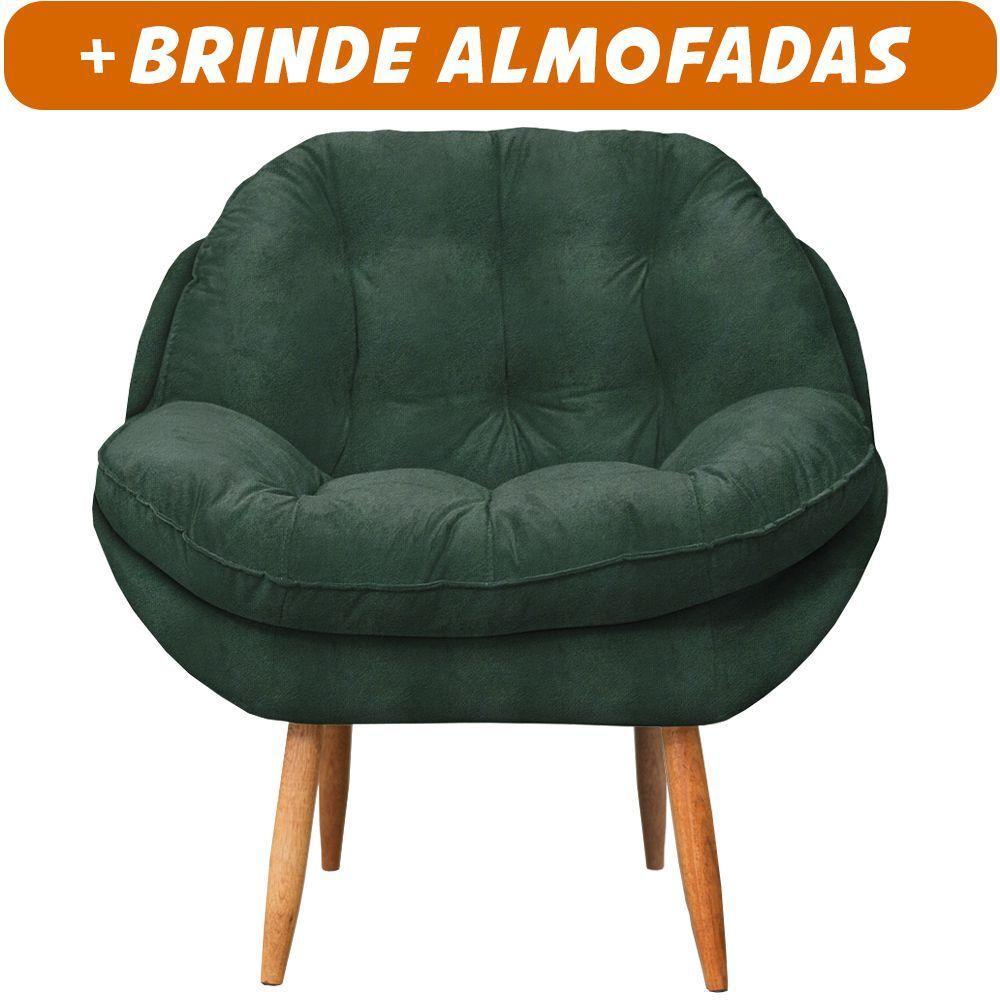 Poltrona Cadeira Landal Poltrona Sala Com Apoio De Braço Em Fibra Siliconizada - Sentô Verde Escuro - 2