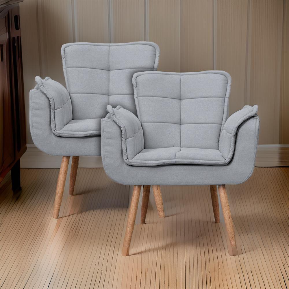 Kit 2x Poltronas Opala Para Sala Cadeira Elegante Com Apoio De Braço Em Veludo - Sentô Grafite - 1
