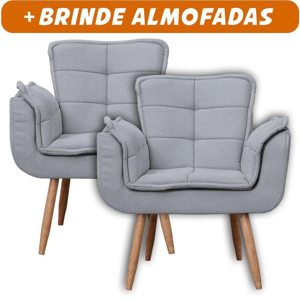 Kit 2x Poltronas Opala Para Sala Cadeira Elegante Com Apoio De Braço Em Veludo - Sentô Grafite - 2