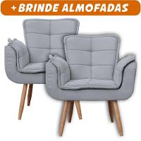 Kit 2x Poltronas Opala Para Sala Cadeira Elegante Com Apoio De Braço Em Veludo - Sentô Grafite - 2