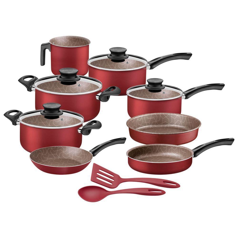 Jogo De Panelas Tramontina Starflon Vermelho 10 Peças - 1