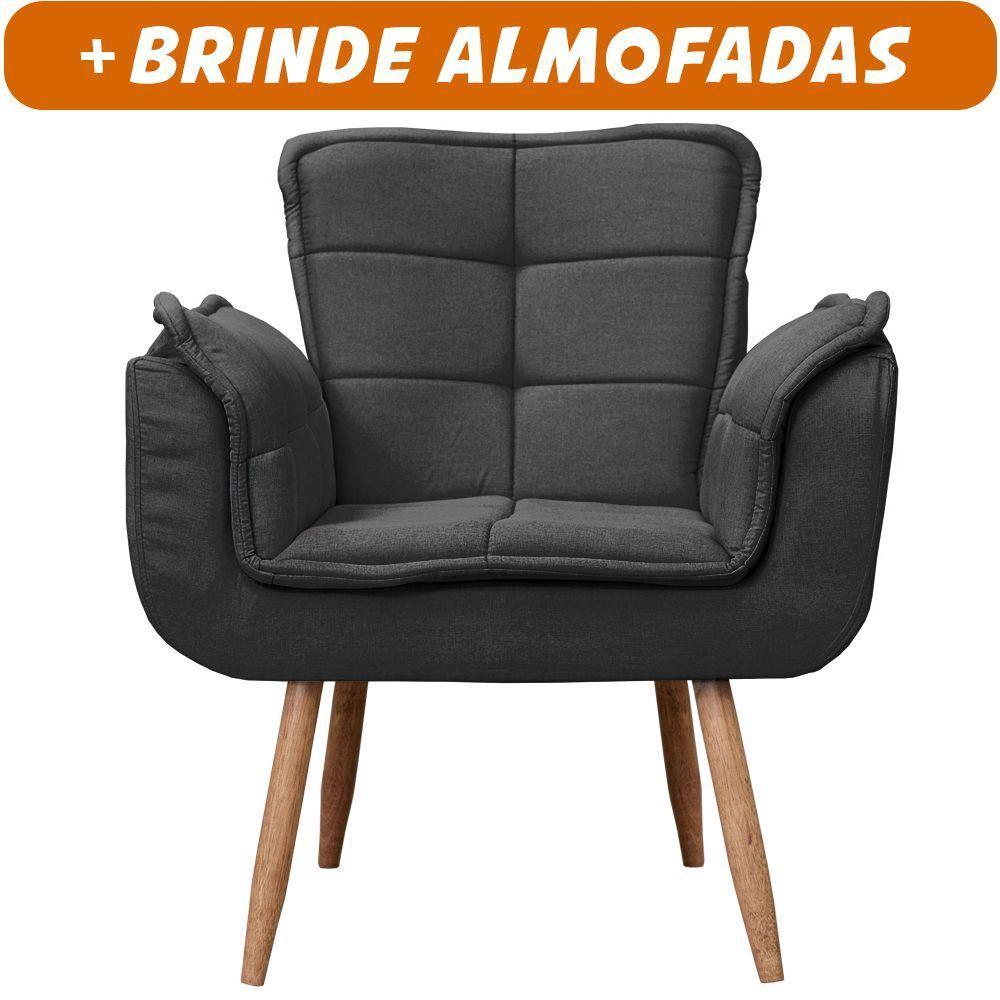 Poltrona Opala Para Sala Cadeira Elegante Com Apoio De Braço Em Veludo Sentô Preto - 2