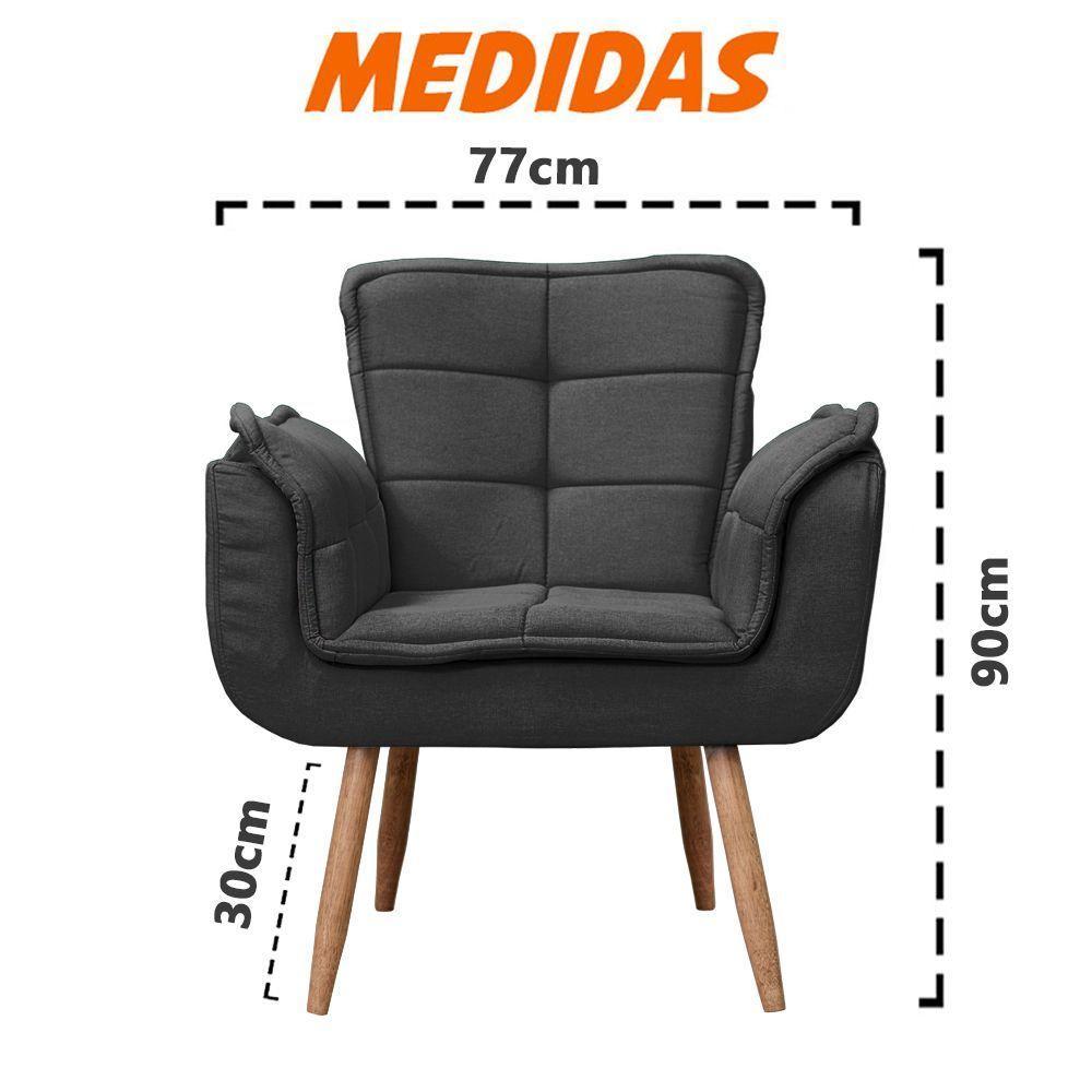 Poltrona Opala Para Sala Cadeira Elegante Com Apoio De Braço Em Veludo Sentô Preto - 3
