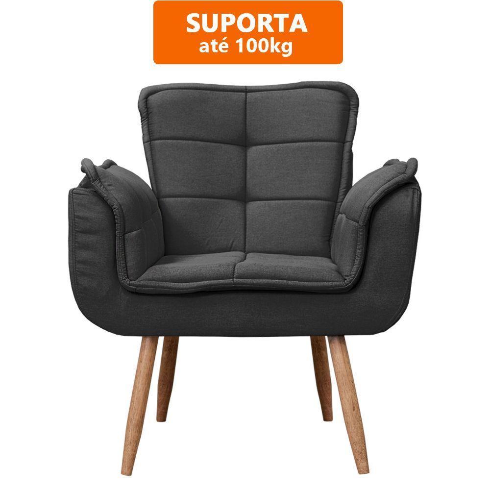 Poltrona Opala Para Sala Cadeira Elegante Com Apoio De Braço Em Veludo Sentô Preto - 4