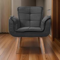 Poltrona Opala Para Sala Cadeira Elegante Com Apoio De Braço Em Veludo Sentô Preto - 1