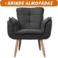 Poltrona Opala Para Sala Cadeira Elegante Com Apoio De Braço Em Veludo Sentô Preto - 2