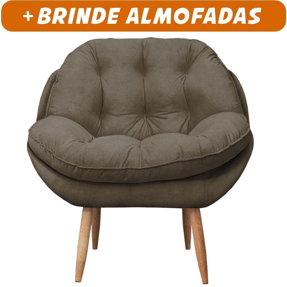 Poltrona Cadeira Landal Poltrona Sala Com Apoio De Braço Em Fibra Siliconizada - Sentô Capuccino - 2