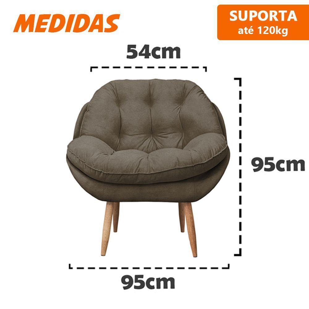 Poltrona Cadeira Landal Poltrona Sala Com Apoio De Braço Em Fibra Siliconizada - Sentô Capuccino - 3