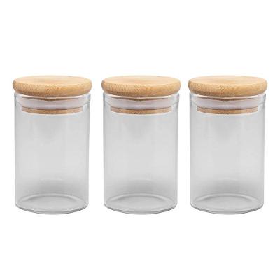 Jogo 3 Porta Mantimento Vidro Borossilicato Tampa Hermética Bambu 90ml - Wolff