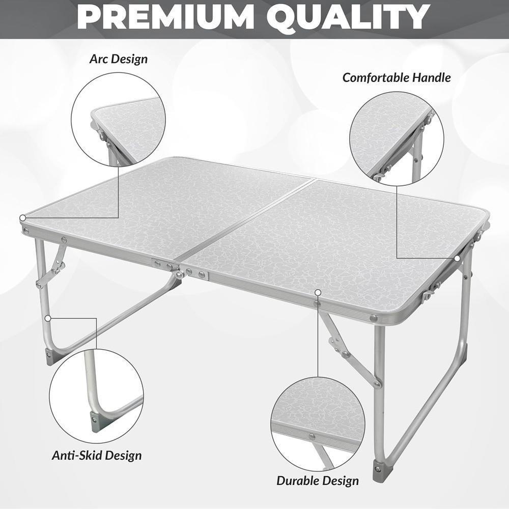 Mesa Portatil Dobravel De Aluminio Com Tampo De Madeira Suporte Para Notebook Home Office Refeicao Estudos Vira Maleta - 8