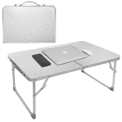 Mesa Portatil Dobravel De Aluminio Com Tampo De Madeira Suporte Para Notebook Home Office Refeicao Estudos Vira Maleta