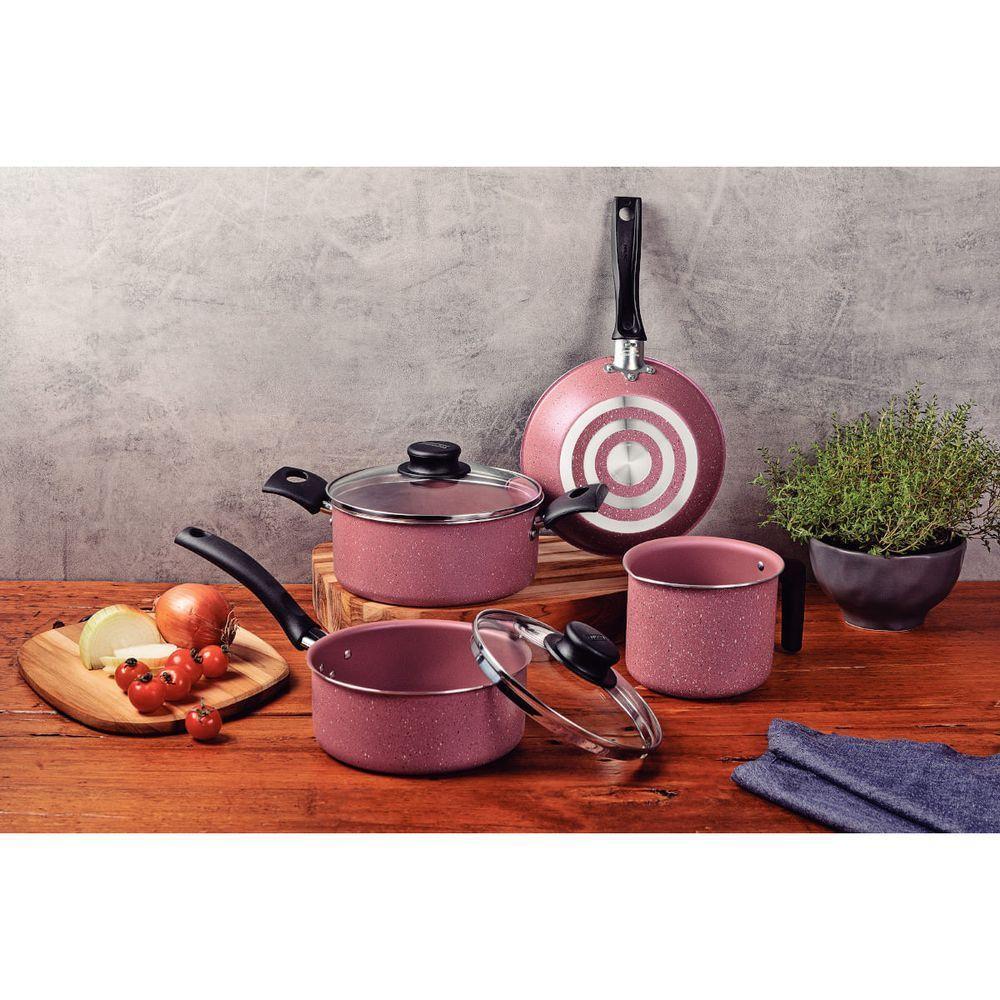 Jogo De Panelas Tramontina Turim 4 Peças Em Alumínio Antiaderente Starflon Max Rosa - 2