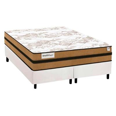 Conjunto Box Queen: Colchão Molas Plumatex Masterpocket Ensacadas Smart Milano + Base Crc Courano White(158x198)