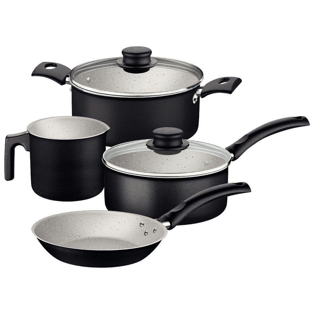 Jogo De Panelas Tramontina Turim 4 Peças Em Alumínio Antiaderente Starflon Max Preto - 1