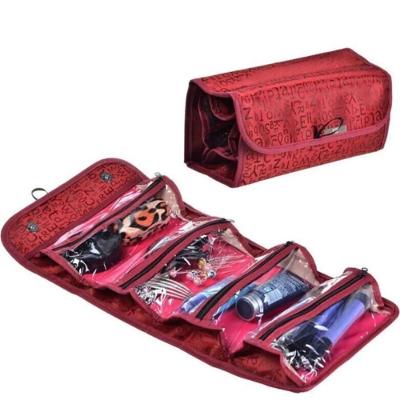 Bolsa Viagem Dobravel Frasqueira Necessaire Bolsinha 4 Divisorias Bolsos Organizador Maquiagem Pinceis Acessorios Organi