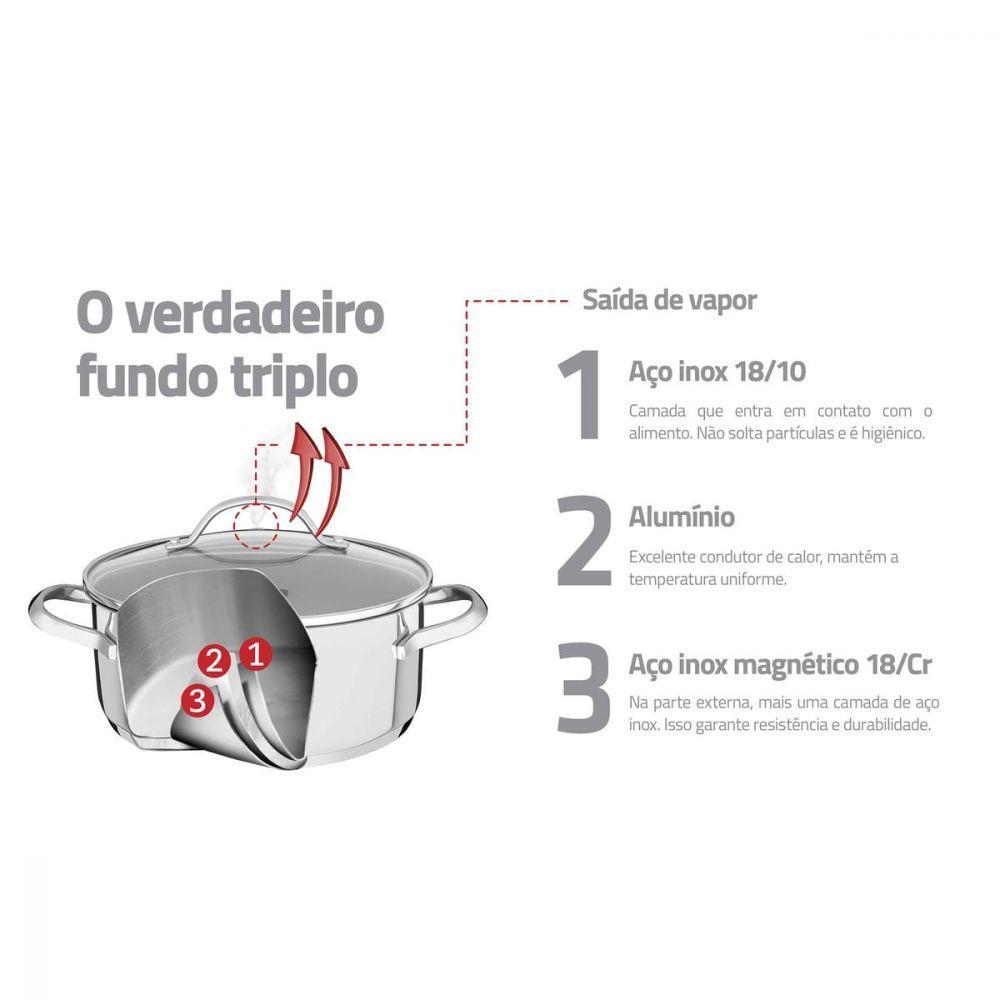 Jogo de Panelas Tramontina Una Inox Fundo Triplo 5 Peças - 3