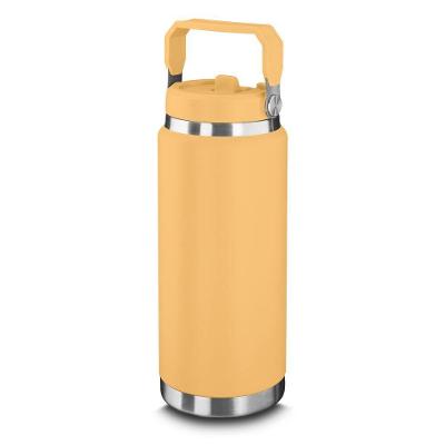 Garrafa Térmica Inox Amarela 900ml Com Alça E Parede Dupla Para Bebidas Quentes E Frias