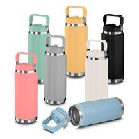 Garrafa Térmica Inox Amarela 900ml Com Alça E Parede Dupla Para Bebidas Quentes E Frias - 2