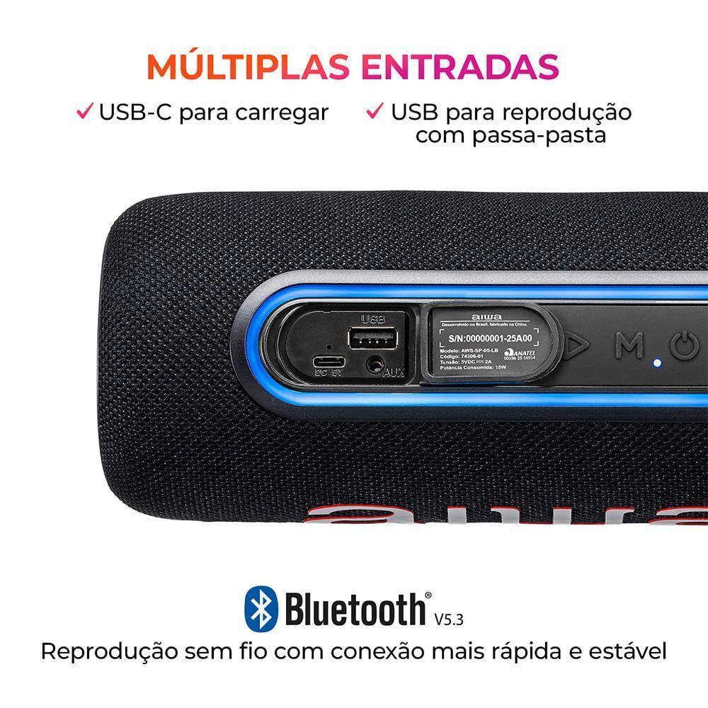 Caixa de Som Speaker AWS-SP-05-LB 30W Bluetooth IPX5 Bivolt - 8