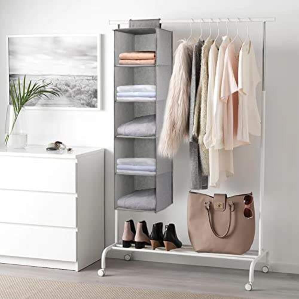 Organizador Multiuso Para Sapatos Roupas E Acessorios Com 5 Prateleiras E Cabideiro Para Closet Guarda Roupa E Armario - 9
