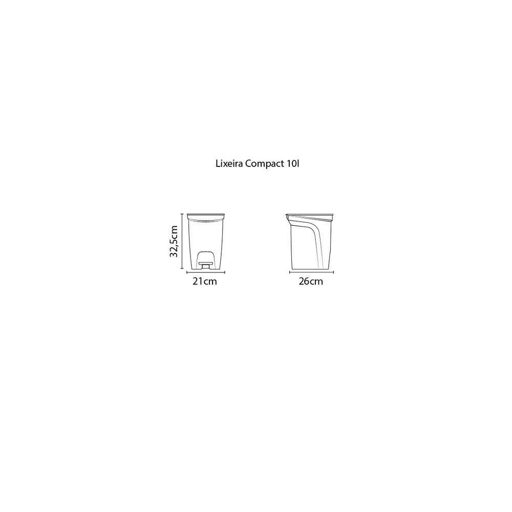 Lixeira Tramontina 10 Litros Compact Em Polipropileno Cinza - 2