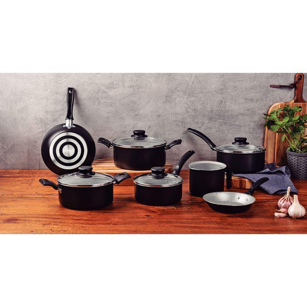 Jogo De Panelas Tramontina Turim 7 Peças Em Alumínio Antiaderente Starflon Max Preto - 3