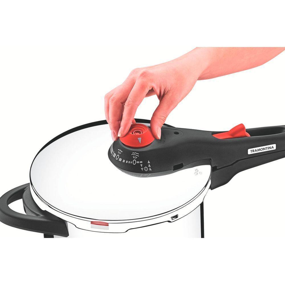 Panela De Pressão Tramontina Solar Aço Inox 6 L Fundo Triplo Com 5 Dispositivos De Segurança 22 Cm - 2