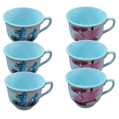 Jogo De Caneca Ceramica 6 Pcs 150ml Bike E Flor