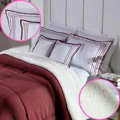 Coberdrom Cobre Leito King Soft 05 Peças Percal 400 Fios Vermelho Marsala Vermelho Marsala