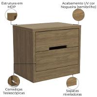 Mesa De Cabeceira 2 Gavetas 54 Cm S822 Kappesberg Nogueira - 3