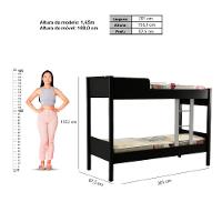 Beliche Cama Solteiro Ditália Com Colchão CM-21 Preto - 6