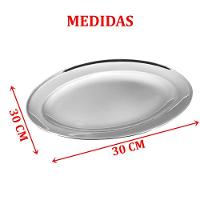 Kit 6 Bandeja Travessa Oval Servir Prateada Inoxidável 30cm - 4