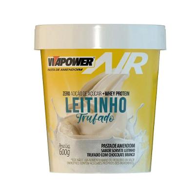 Pasta De Amendoim Vitapower Sabor Sorvete Leitinho Trufado Chocolate Branco Pote 600g