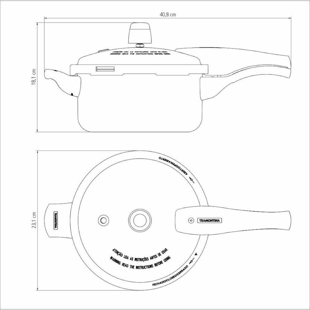 Panela De Pressão Tramontina Vancouver Effect Em Alumínio Antiaderente Starflon Max Preto 20 Cm 4,5 L - 5