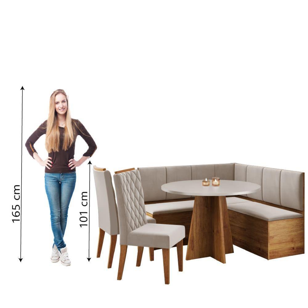 Conjunto Sala De Jantar Canto Alemão Com Baú Liebe Com Mesa Fin E 2 Cadeiras Bele Veludo Viero Madeirado - 6