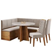 Conjunto Sala De Jantar Canto Alemão Com Baú Liebe Com Mesa Fin E 2 Cadeiras Bele Veludo Viero Madeirado - 1